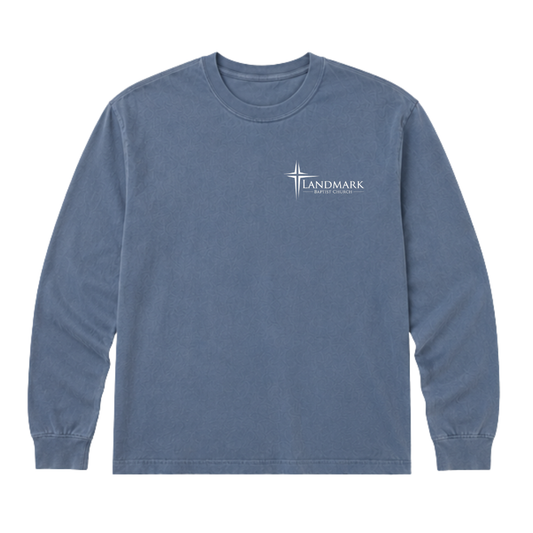 Youth Landmark Long Sleeve Left Chest Logo Shirt - White
